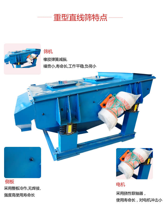 重型直線篩：篩機，側(cè)板，電機展示圖