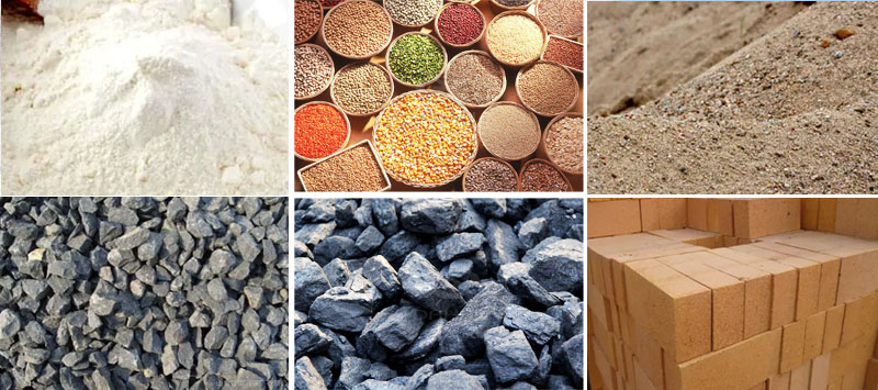 風冷式直線振動篩可篩分物料有：耐火材料，糧食，沙土，石子等。